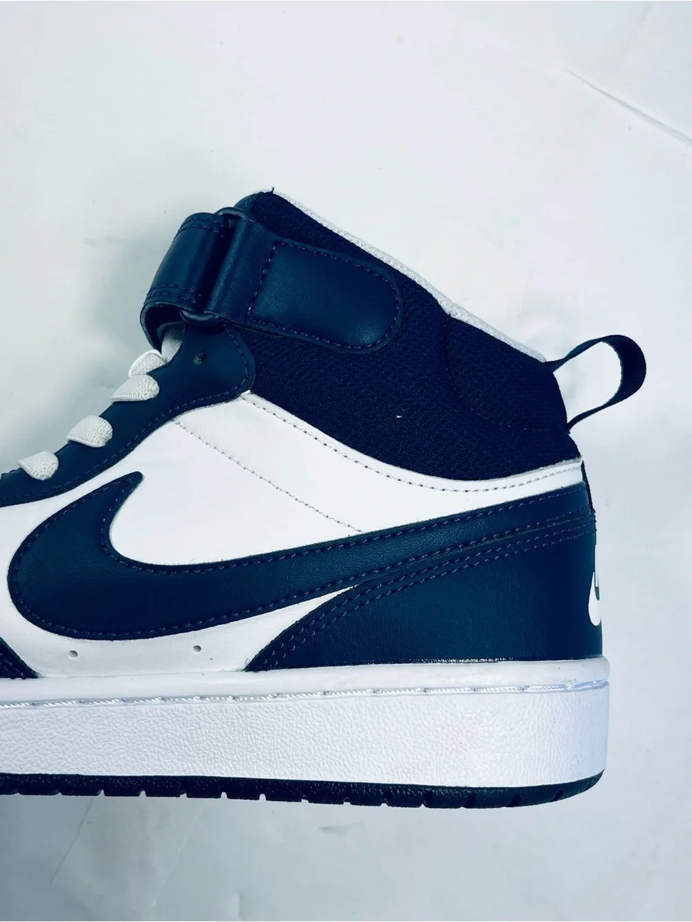 Nike Court Borough Mid 2 White Navy Blue Sneakers #CD7782-107 Big Boy:5.5 Y NEW